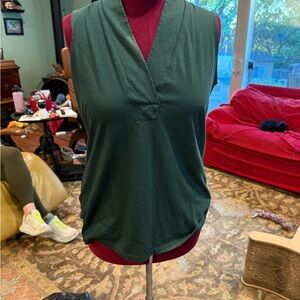 CAbi Dark Green Sleeveless Blouse